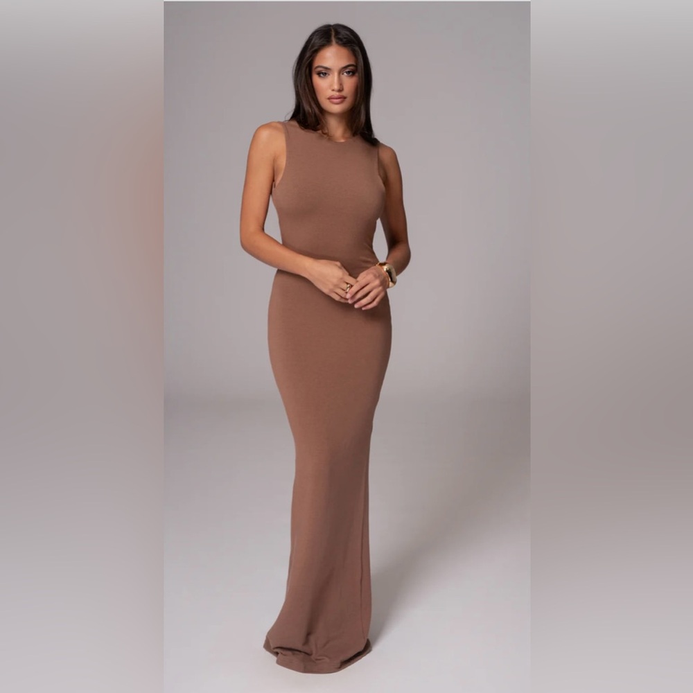 JLuxLabel pecan JLuxBasix front and center maxi dress